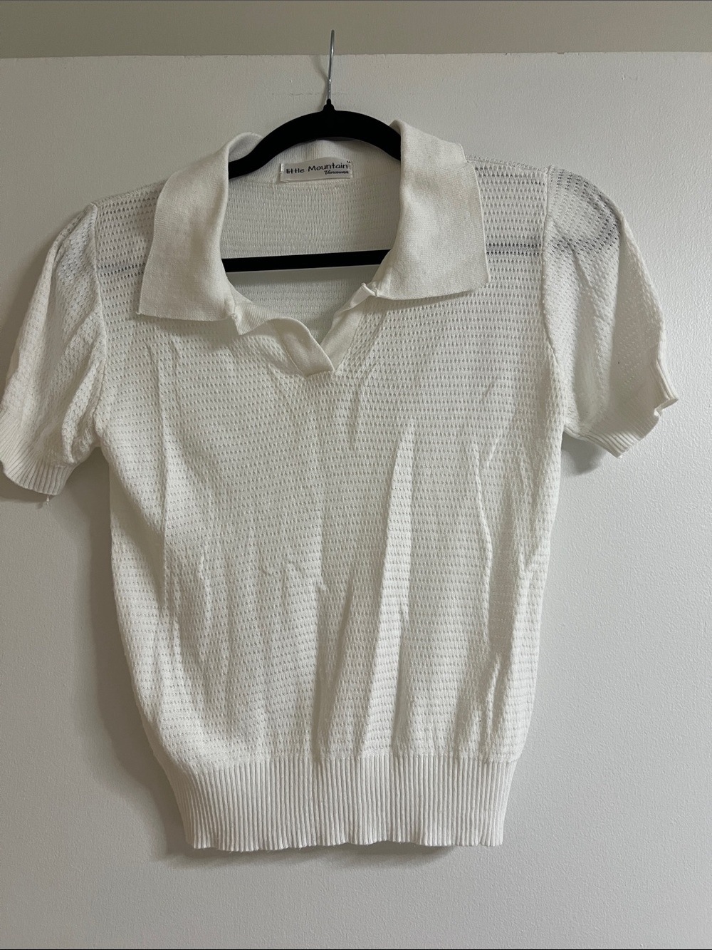 Little Mountain White Knit Polo Top